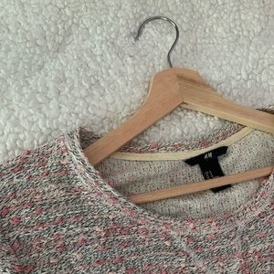 H&M Oversized Sweater | Pink & Red Striped on Grey